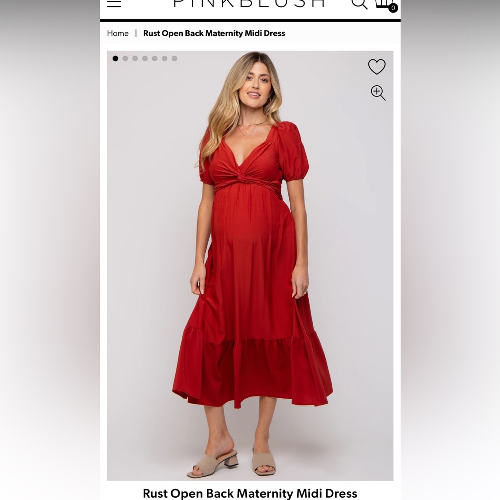 Pink Blush Rust Open Back Maternity Midi Dress